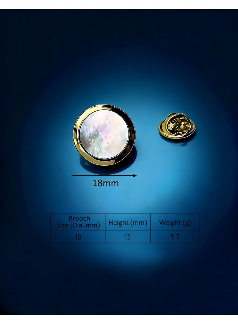 HomeNoor Classic Mother of Pearl Brooch, Gold Round Lapel Pin, Premium Suit Accessory for Business, Wedding, Formal & Casual Wear, Perfect Gift for Men & Women - Image 3