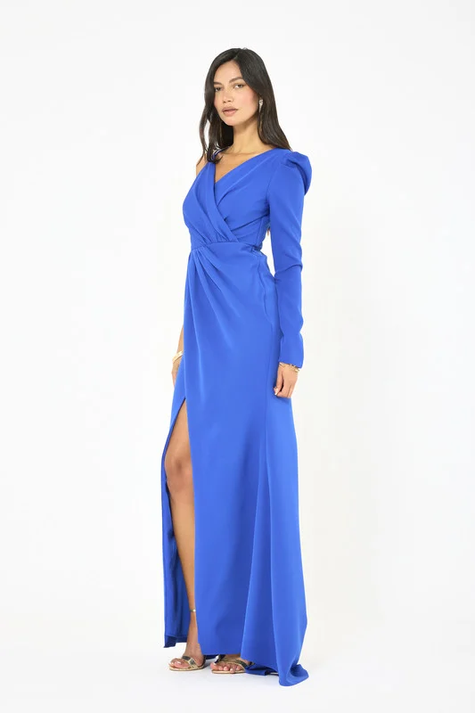 Iyra  One-Shoulder Cascade Wrap Gown for Women | Best Price UAE