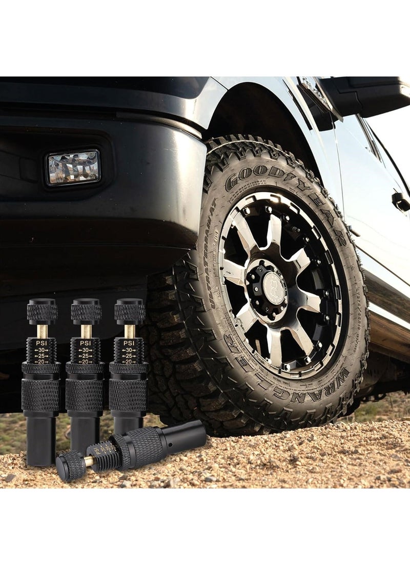 Generic - Adjustable Auto-Stop Tire Deflator Valve Kit, 10-30 PSI Air Down Tool Offroad Accessories, 4 Pcs - Image 1