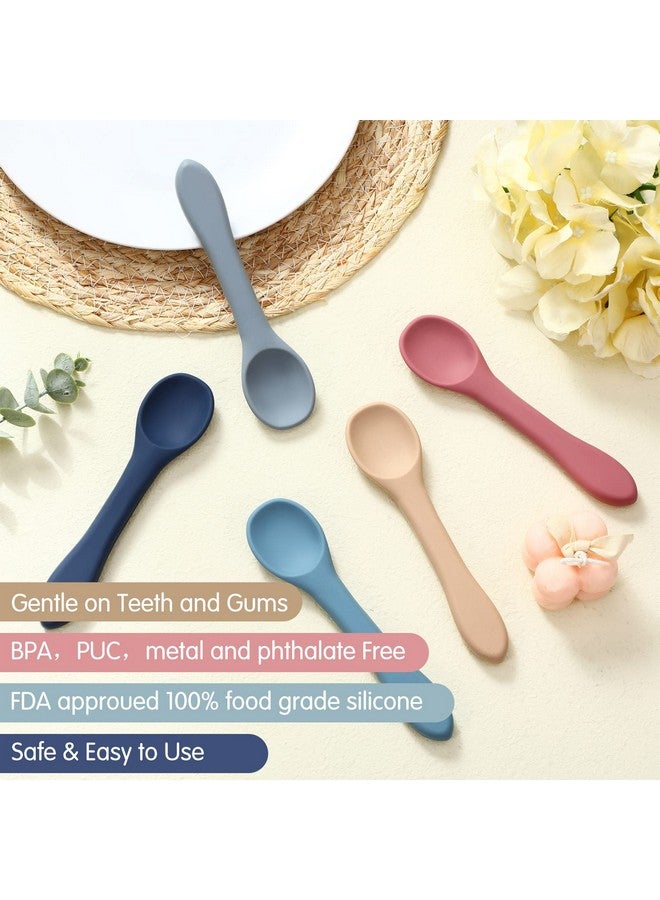 Aedida 5-Piece Silicone Baby Feeding Set - Soft, Bendable Spoons for Infants & Toddlers - Image 3