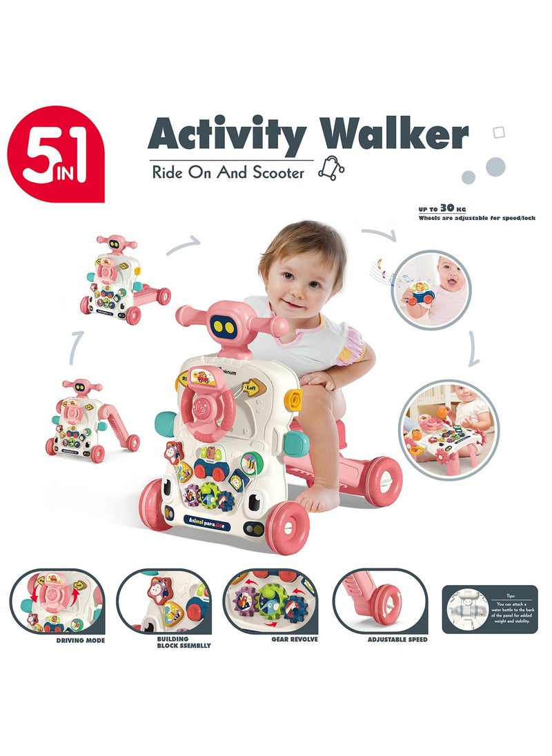 5 in 1 Baby Walker, Learning Table Mode, Game Panel Mode, Scooter Mode, Roller Coaster Mode With Musical keyboard - Pink - pzsku/Z6087B984370FB84D896AZ/45/_/1703315327/1bb2f070-16b4-46bd-9264-9b43f21c7079