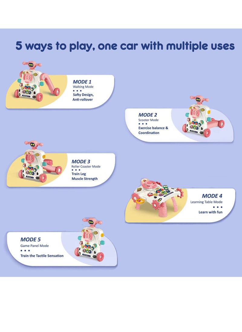 5 in 1 Baby Walker, Learning Table Mode, Game Panel Mode, Scooter Mode, Roller Coaster Mode With Musical keyboard - Pink - pzsku/Z6087B984370FB84D896AZ/45/_/1703315327/d9073dfe-8503-4577-9370-87051b9f162d