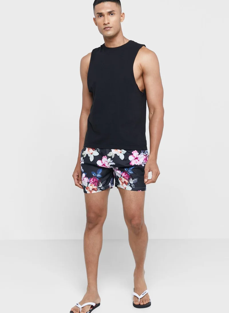 BRAVE SOUL Mens 50D Poly Tropical Printed Swimshorts