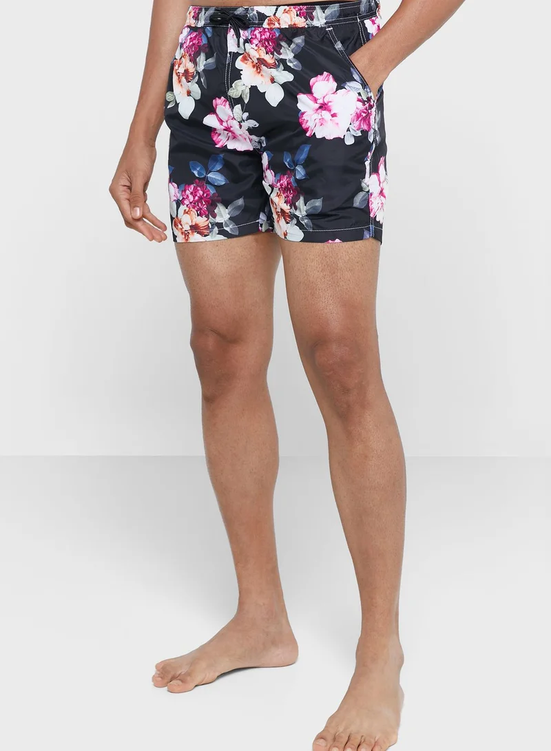 BRAVE SOUL Mens 50D Poly Tropical Printed Swimshorts