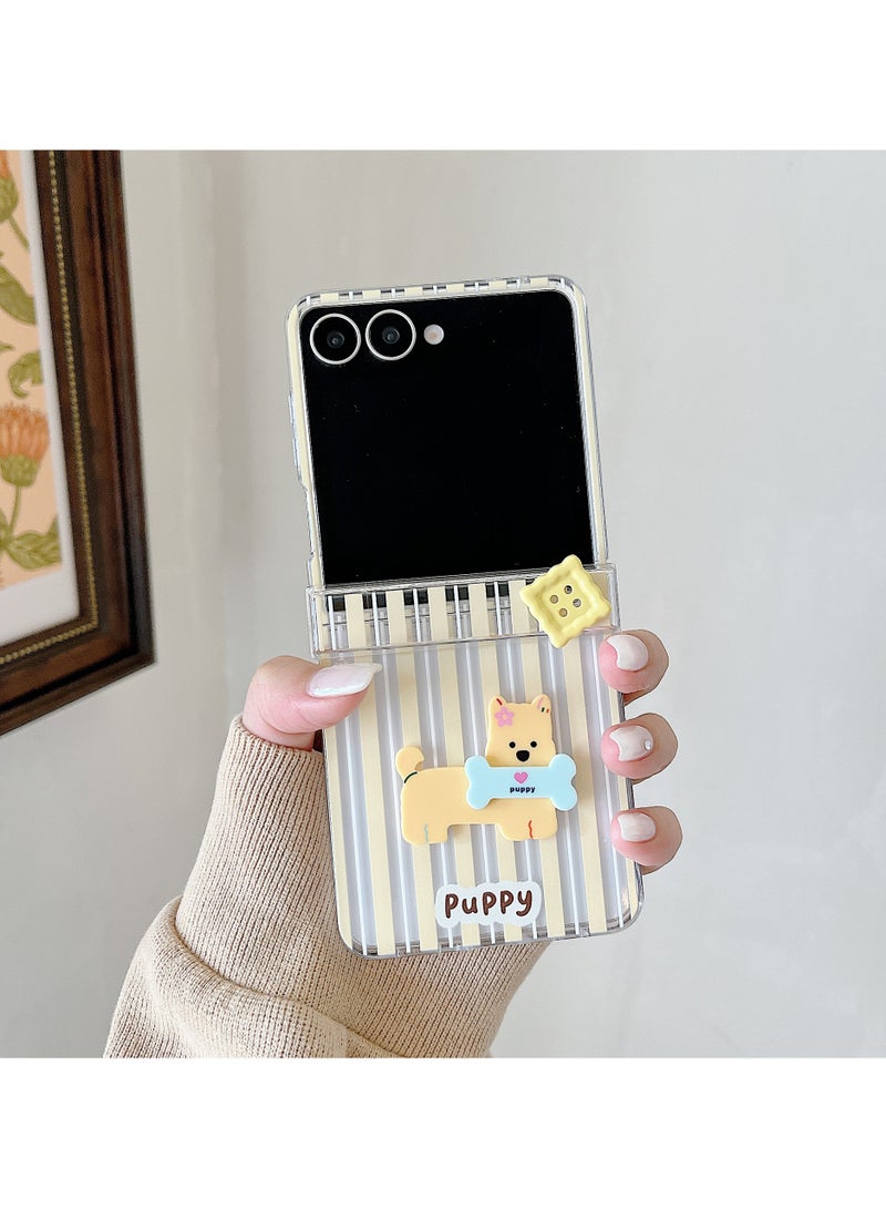 general Suitable for Samsung Galaxy Z Flip7 phone case with 3D cartoon cookie dog pattern and scratch protection. - Image 3