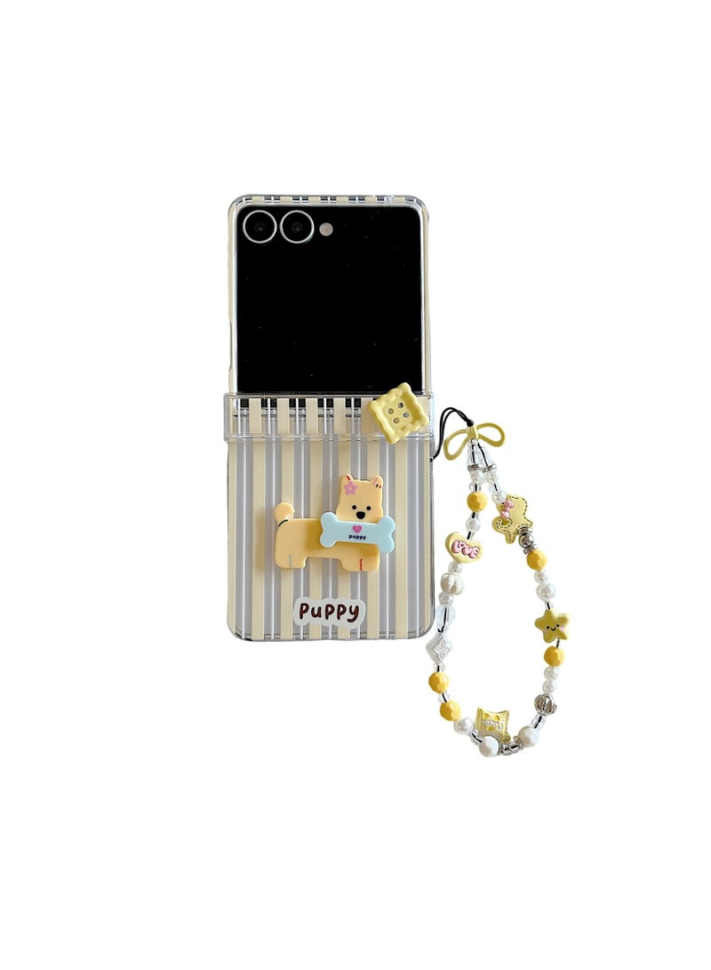 general Suitable for Samsung Galaxy Z Flip7 phone case with 3D cartoon cookie dog pattern and scratch protection. - Image 1