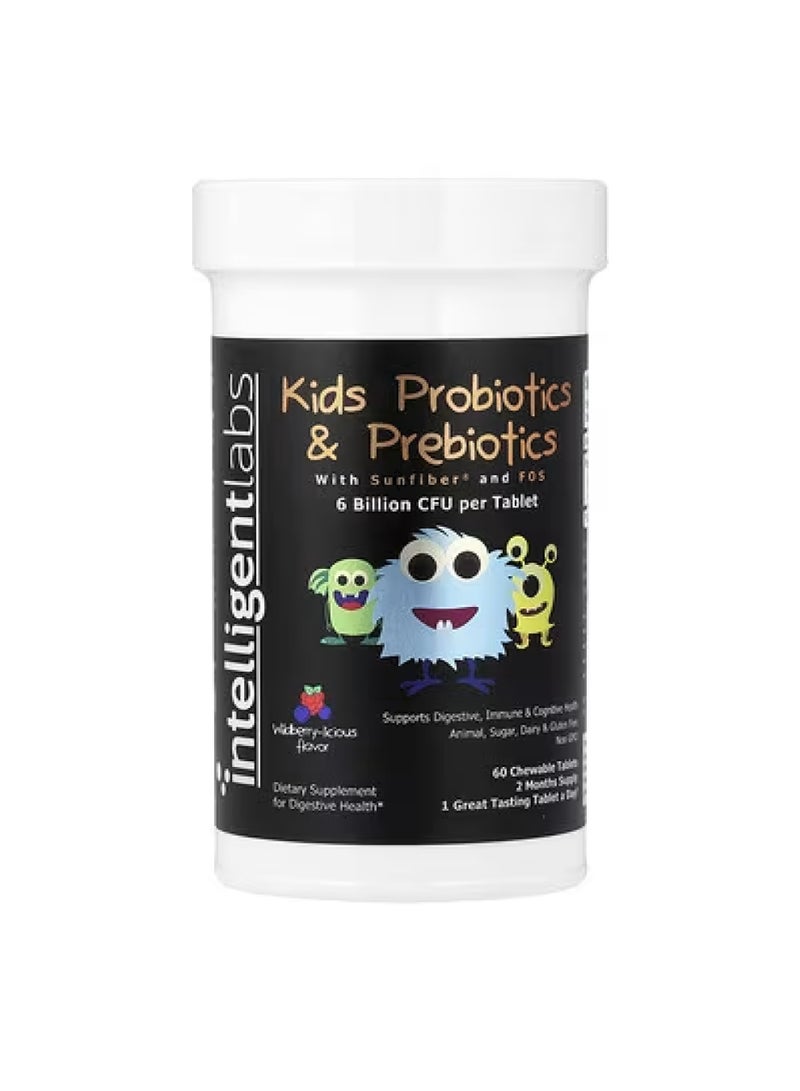 Kids Probiotics & Prebiotics, Wildberry-licious, 60 Chewable Tablets
