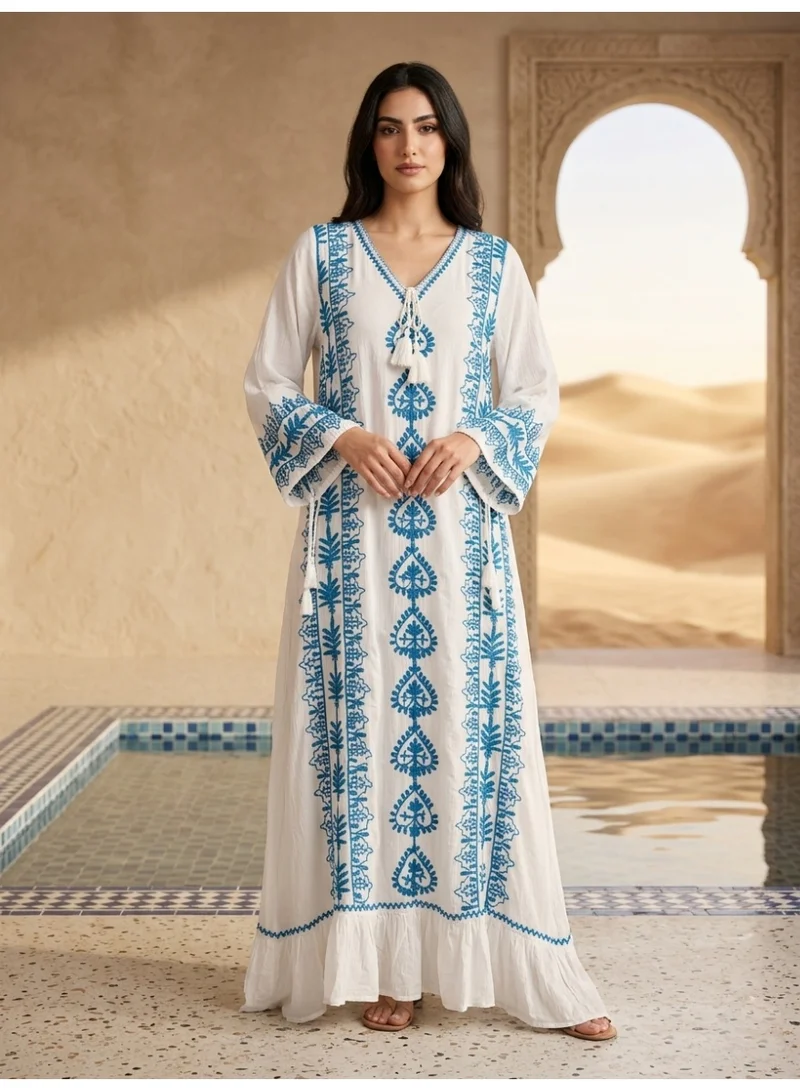 الايا جلابية شيكانكاري مودال مطرزة يدوياً-AL3938