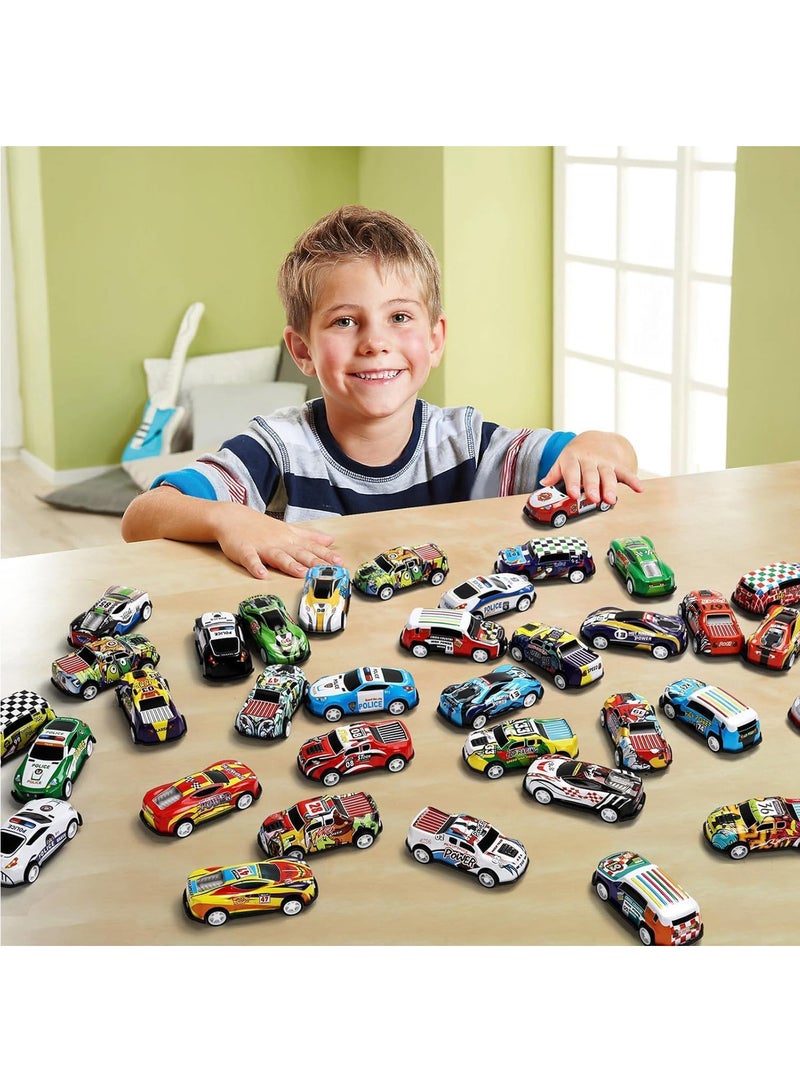 مجموعة من 30 سيارة سحب للخلف للأطفال، ألعاب سيارات صغيرة بمقياس 1:64، مركبات سباق معدنية بكميات كبيرة في دلو تخزين - هدايا الحفلات، حقائب هدايا، جوائز للفصول الدراسية للأولاد والبنات والأطفال الصغار - Image 3