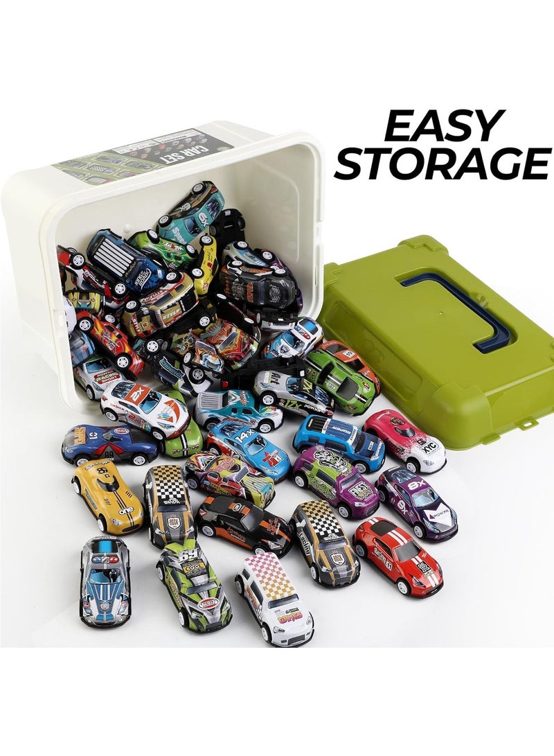 مجموعة من 30 سيارة سحب للخلف للأطفال، ألعاب سيارات صغيرة بمقياس 1:64، مركبات سباق معدنية بكميات كبيرة في دلو تخزين - هدايا الحفلات، حقائب هدايا، جوائز للفصول الدراسية للأولاد والبنات والأطفال الصغار - Image 5