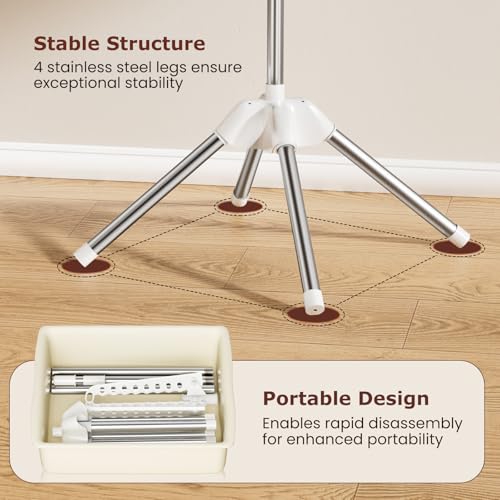 Abiglifty Rotatable and Foldable Clothes Drying Rack, Space Saving Free Standing Laundry Drying Rack for Indoor, Balcony, 1 Layer - Image 5