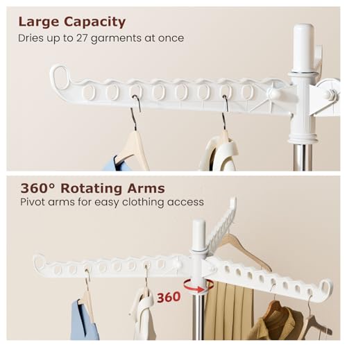 Abiglifty Rotatable and Foldable Clothes Drying Rack, Space Saving Free Standing Laundry Drying Rack for Indoor, Balcony, 1 Layer - Image 4