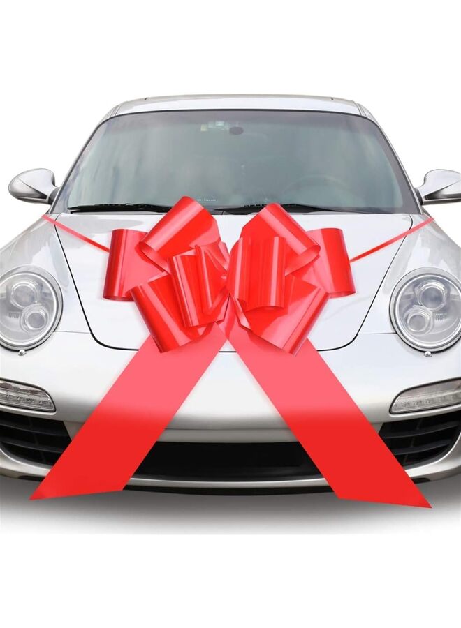 أقواس السحب، أقواس الهدايا، أقواس عملاقة للسيارة، أقواس أعياد الميلاد، أقواس للهدايا، باقات الهدايا، ترتيبات الزهور، ديكورات حفلات الزفاف (أحمر) - Image 1