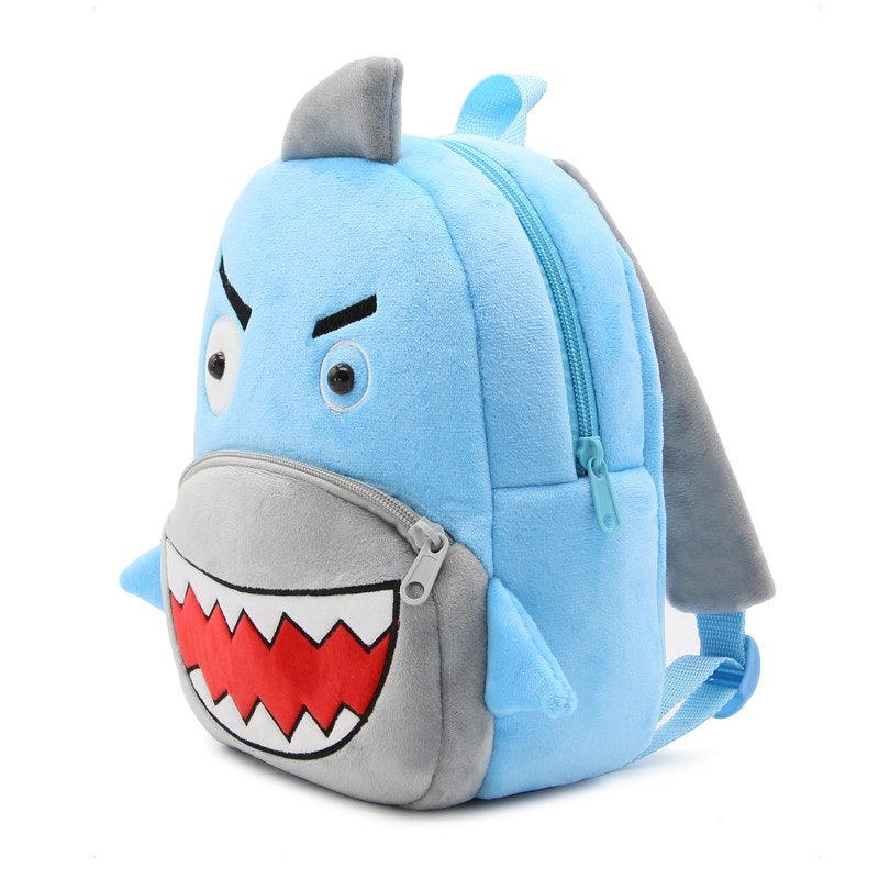 Plush Kids Backpack, Shark Animal Design, Soft Lightweight School Bag for Toddlers and Preschool Kids - Image 3