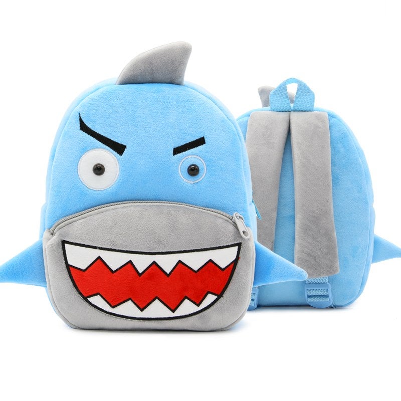 Plush Kids Backpack, Shark Animal Design, Soft Lightweight School Bag for Toddlers and Preschool Kids - Image 1