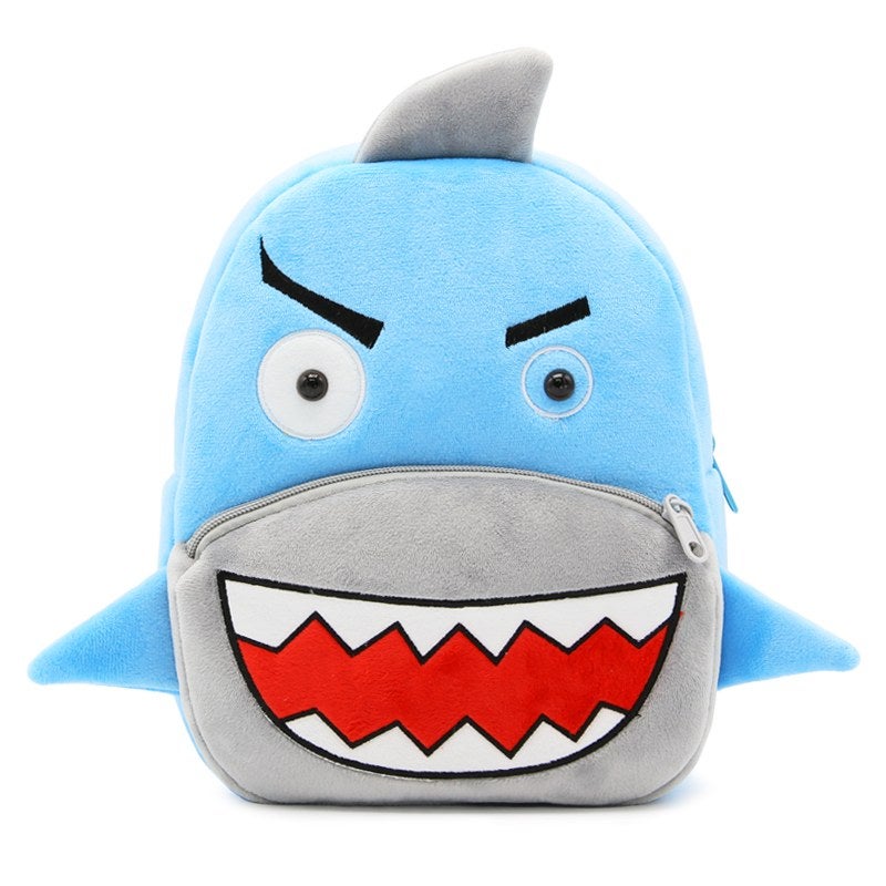 Plush Kids Backpack, Shark Animal Design, Soft Lightweight School Bag for Toddlers and Preschool Kids - Image 2