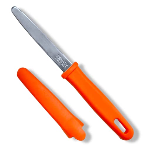 CANARY Cardboard Cutter with Safe Cover, Safety Box Cutter Box Opener Tool, Serrated Japanese Stainless Steel Blade, Orange, Made in JAPAN - Image 1