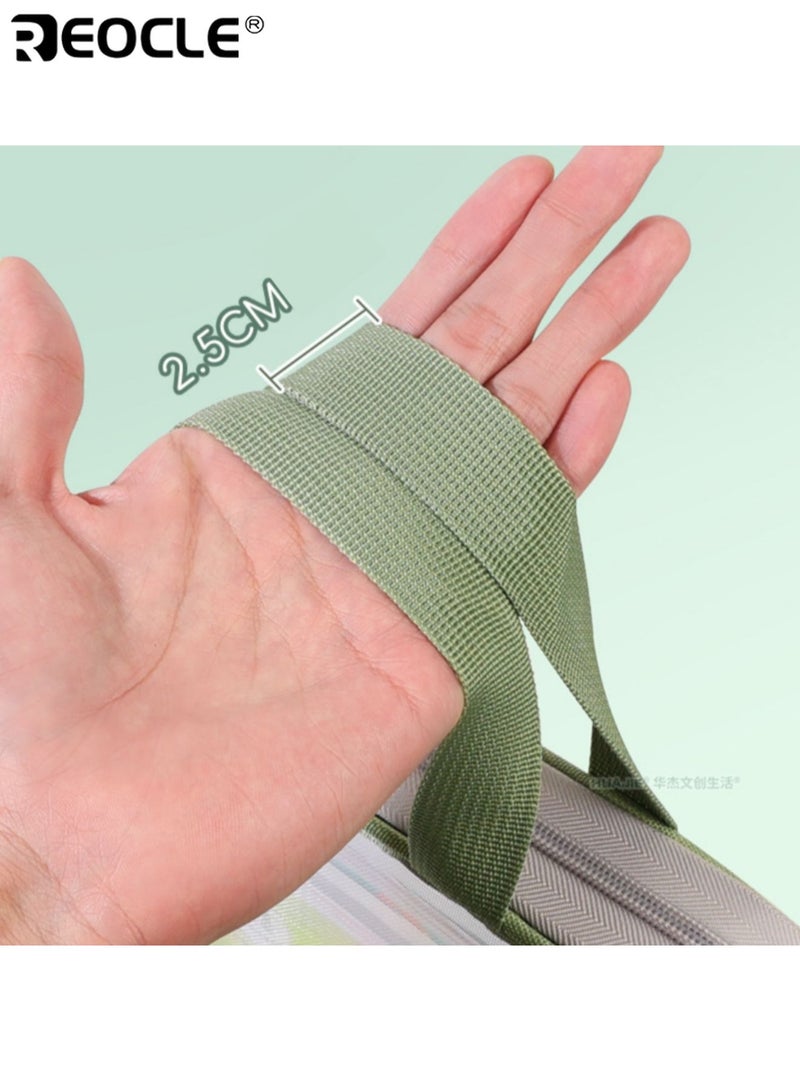 REOCLE Nylon Transparent File Folder with 3-Layer Division and Shoulder Strap Portable Document Organizer with Multi Pocket Design for Student School Tutoring Use - Image 4