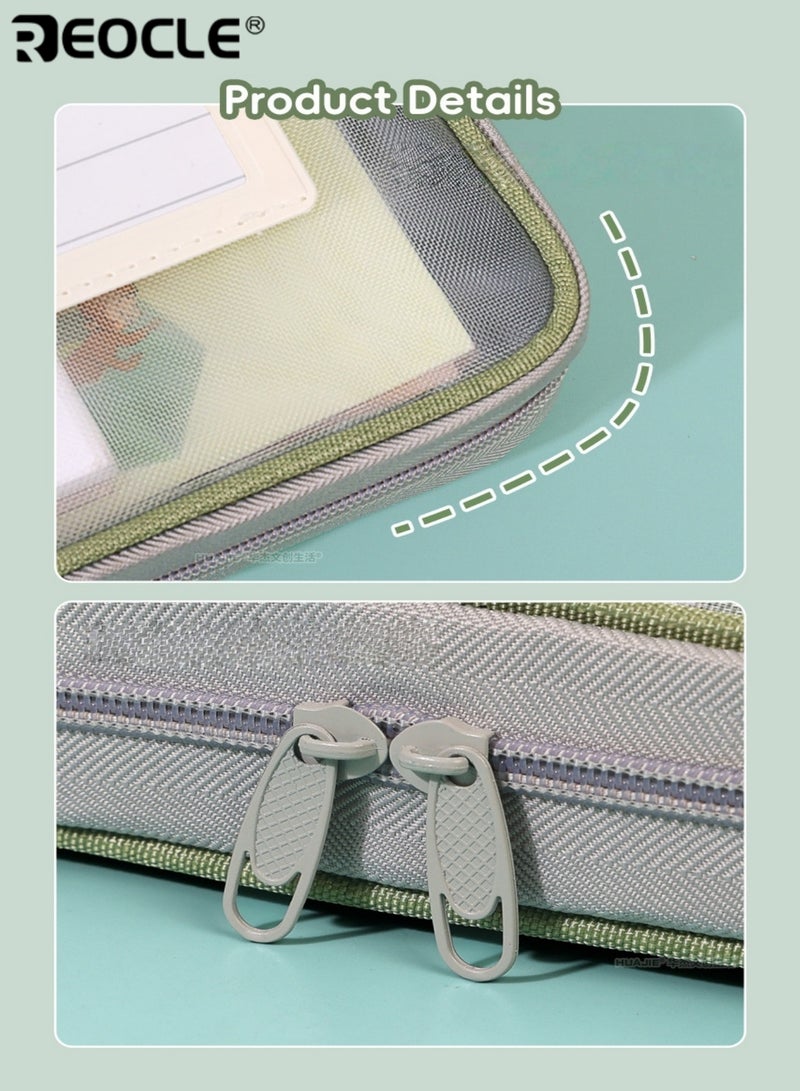 REOCLE Nylon Transparent File Folder with 3-Layer Division and Shoulder Strap Portable Document Organizer with Multi Pocket Design for Student School Tutoring Use - Image 5