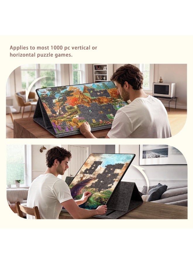 WALALLA 1000 Pieces Portable Jigsaw Puzzle Board with 6 Colored Sorting Trays, Tilting Puzzle Board with 2-in-1 Stand & Cover, Lightweight Felt Jigsaw Table with Angle Adjustments - Image 5