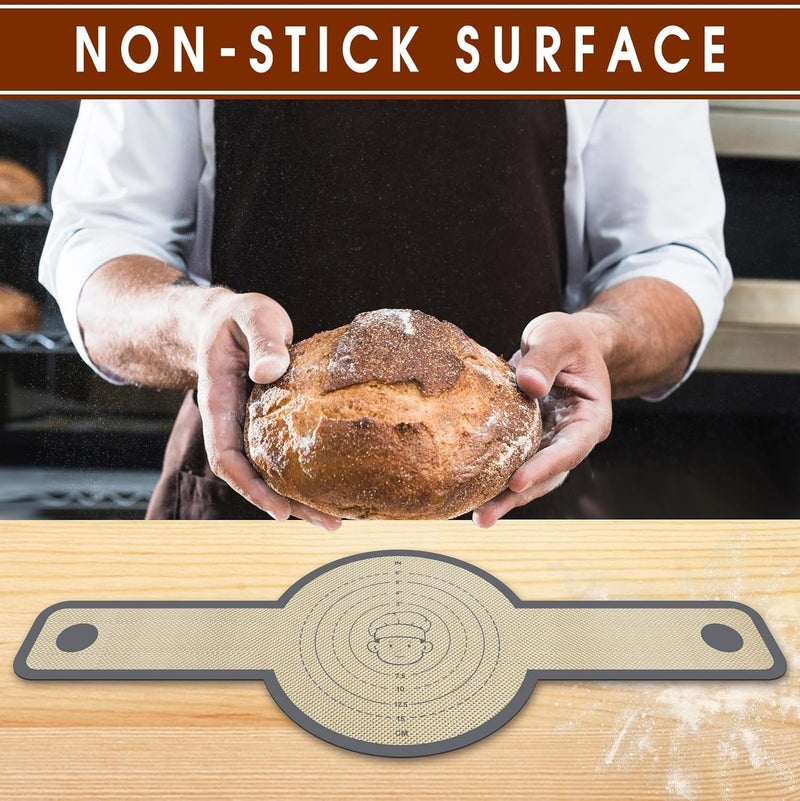 YESIKOM Silicone Bread Sling Dutch Oven Liner NonStick Easy Clean Reusable Oval and Round Silicone Bread Baking Mat with Long Handles Easy to Transfer Sourdough Bread 2 Gray Set - Image 3