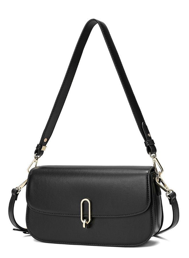 SAGA Saga Women's Classic Handbag Made of Luxury Microfiber - Black, Width 24 cm  - Image 1