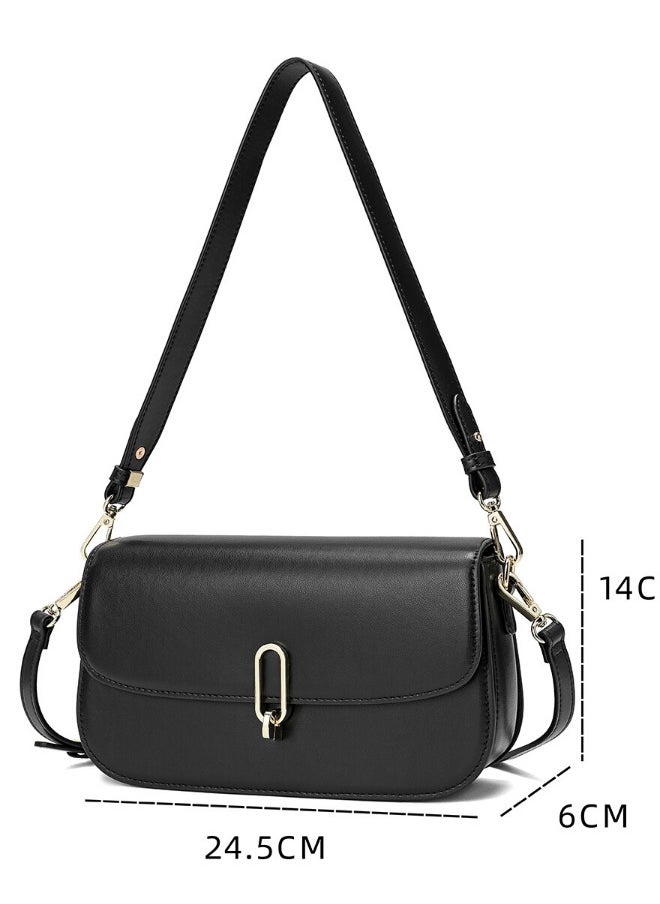 SAGA Saga Women's Classic Handbag Made of Luxury Microfiber - Black, Width 24 cm  - Image 2