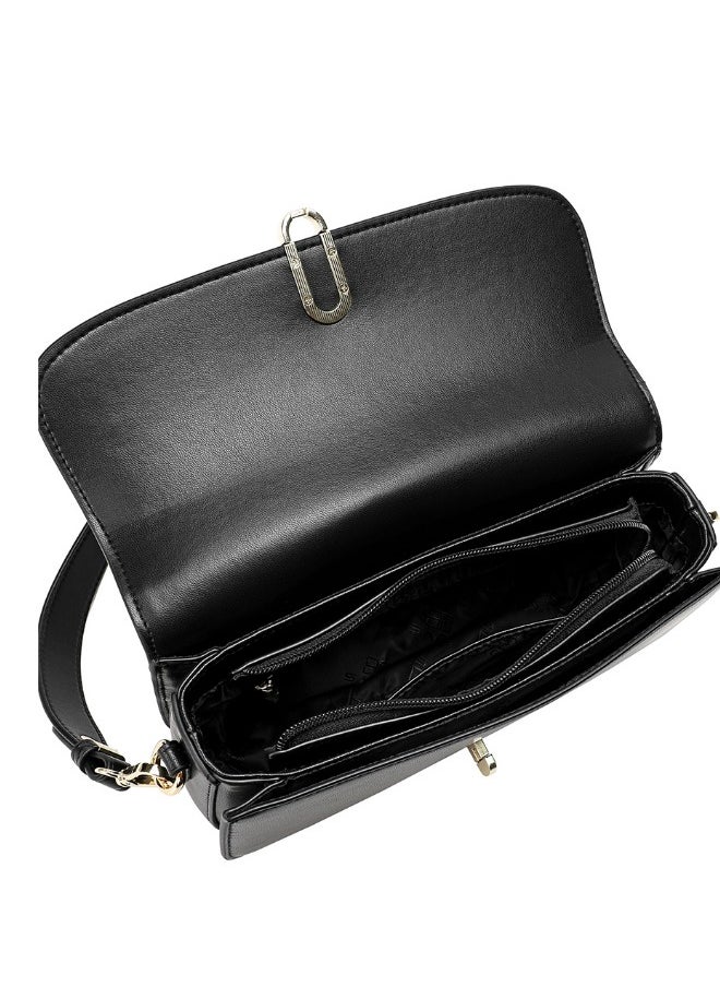 SAGA Saga Women's Classic Handbag Made of Luxury Microfiber - Black, Width 24 cm  - Image 4