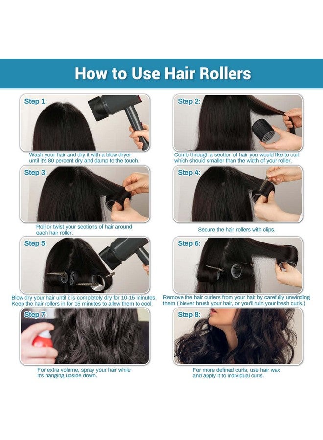 أوداب مجموعة بكرات شعر مكونة من 56 قطعة لمظهر الشعر الطويل، 30 بكرة شعر بخمسة أحجام مع 24 مشبك شعر وحقيبة تخزين للشعر الطويل المتوسط والقصير - Image 5