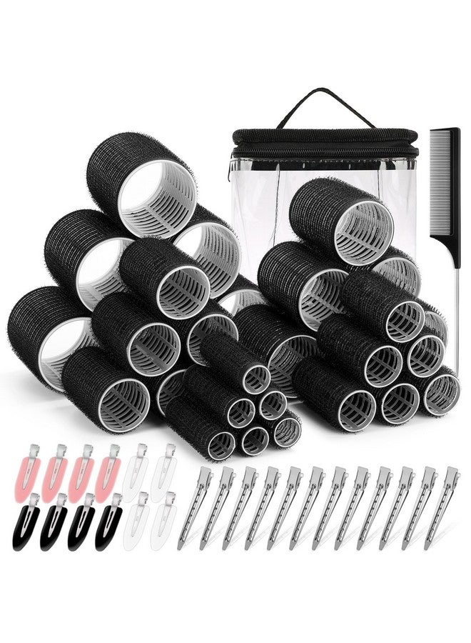 أوداب مجموعة بكرات شعر مكونة من 56 قطعة لمظهر الشعر الطويل، 30 بكرة شعر بخمسة أحجام مع 24 مشبك شعر وحقيبة تخزين للشعر الطويل المتوسط والقصير - Image 1