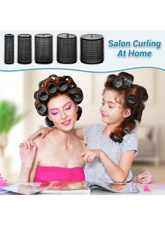 أوداب مجموعة بكرات شعر مكونة من 56 قطعة لمظهر الشعر الطويل، 30 بكرة شعر بخمسة أحجام مع 24 مشبك شعر وحقيبة تخزين للشعر الطويل المتوسط والقصير - Image 2