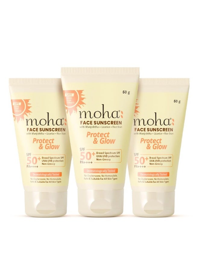 Moha: Face Sunscreen SPF 50+ PA++++ Pack Of 3, 50 g - Image 1