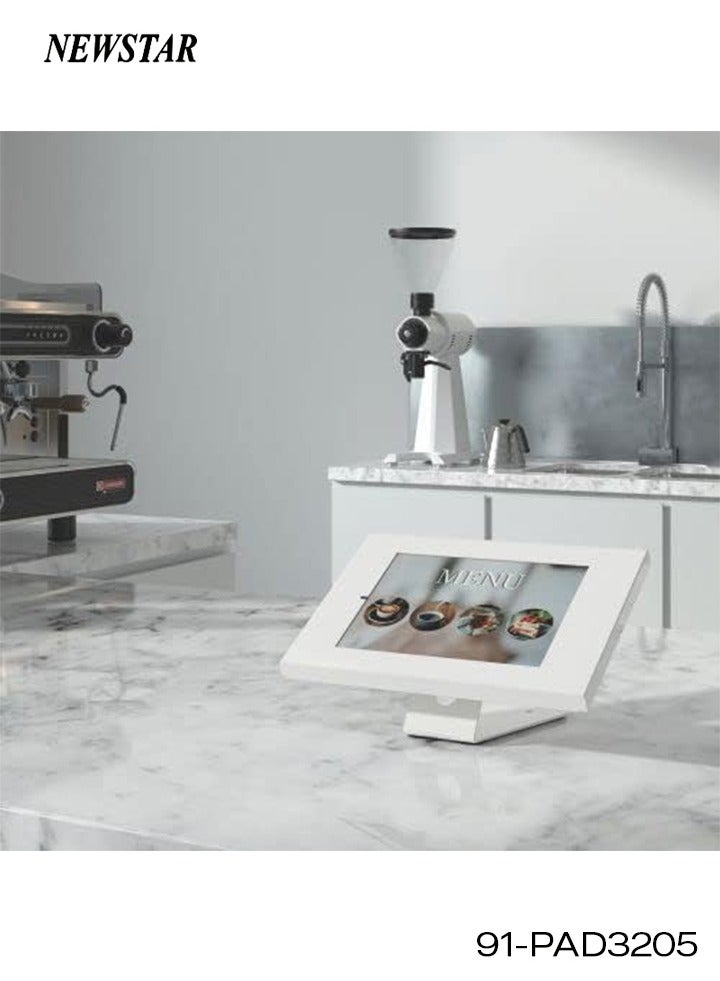 Newstar Countertop/Wall Mount Tablet Kiosk Stand for 9.7”–10.5” iPad, iPad Air, iPad Pro, and 10.1” Samsung Galaxy Tab A (2019) | Lockable Steel Enclosure | Rotatable | Cable Management | White - Image 5