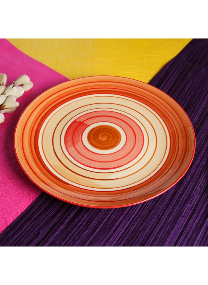 Caffeine Caffeine Ceramic Handmade Stoneware Orange Beige Dinner Plates10 inch Single Plate Ceramic Plates for Dinner (Microwave & Dishwasher Safe)  - Image 2