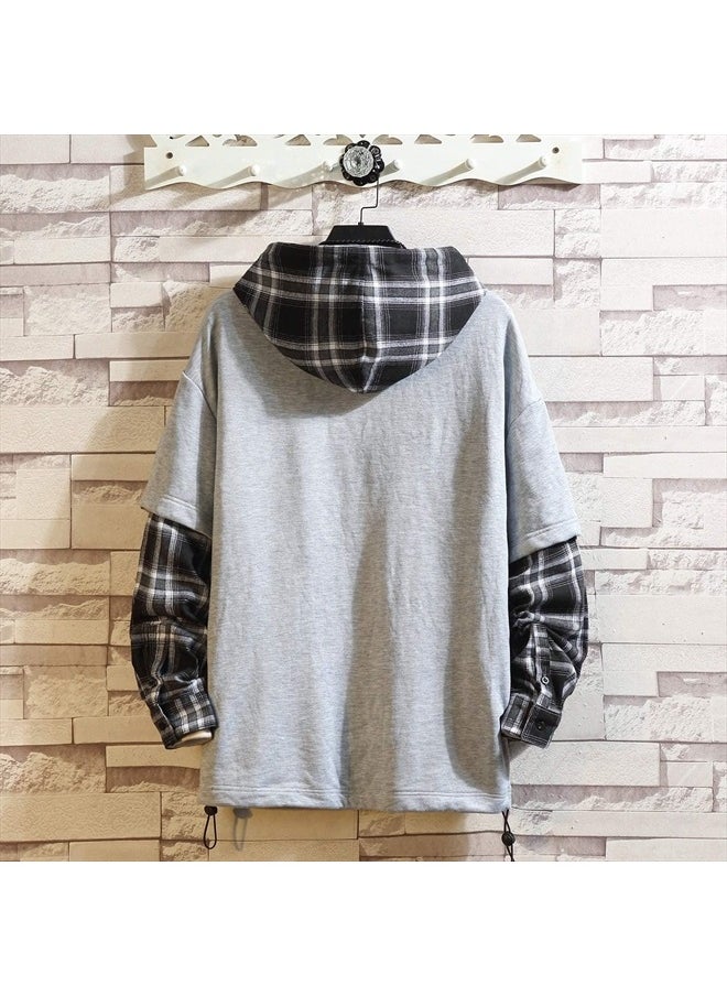 GURUNVANI - Japan Style Patchwork Hoodies Men Characters Streetwear Hoodie Men Sweatshirt Large - Image 1