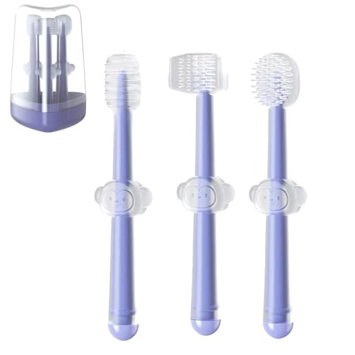 PandaEar 3 Pack Silicone Toddler Toothbrushes 0 to 18 Months Baby Tongue Cleaner UShaped ToothScrubber First Toothbrush Teething Gum Oral Cleaner - Image 2