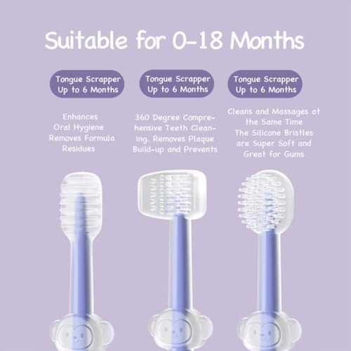 PandaEar 3 Pack Silicone Toddler Toothbrushes 0 to 18 Months Baby Tongue Cleaner UShaped ToothScrubber First Toothbrush Teething Gum Oral Cleaner - Image 5