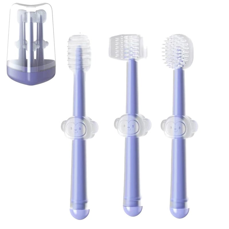 PandaEar 3 Pack Silicone Toddler Toothbrushes 0 to 18 Months Baby Tongue Cleaner UShaped ToothScrubber First Toothbrush Teething Gum Oral Cleaner - Image 3