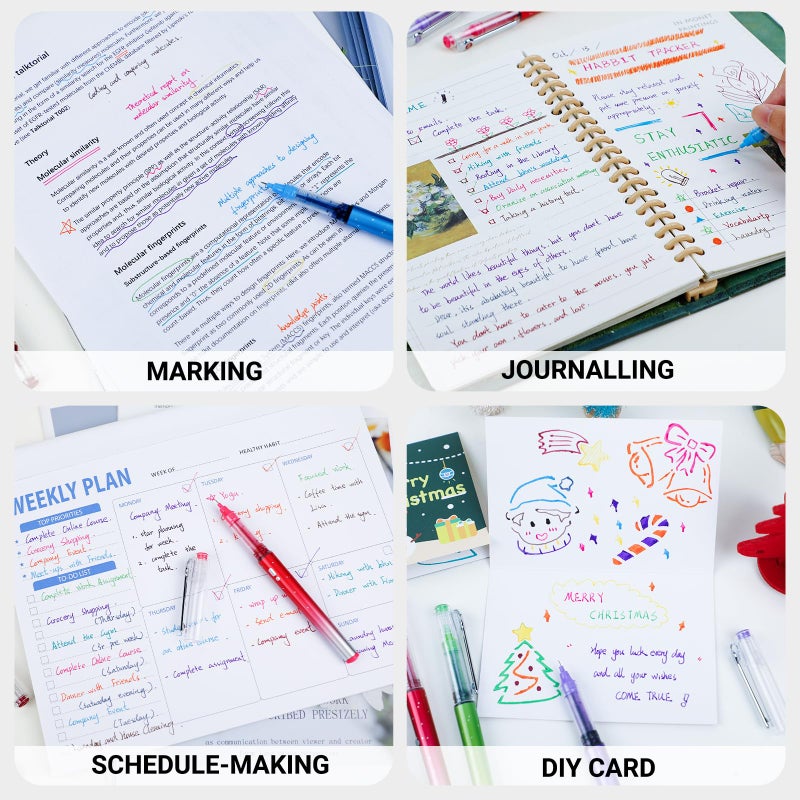 APOGO 12 Colors No Bleed Liquid Ink Pens For Journaling, 0.5mm Fine Point Bible Pens, Quick-Dry and Dispense Ink evenly, Smooth Writing Gel Pens for Bullet Journal and Taking Notes - Image 4