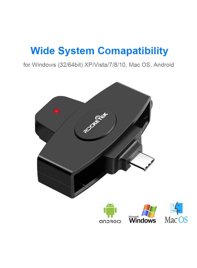 Rocketek Rocketek CSCR3 Smart CAC Card Reader Type-c Bank Tax Declaration SIM Card/IC Card ID Card Reader(Type-c)  - Image 4