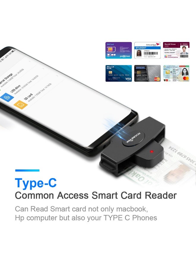 Rocketek Rocketek CSCR3 Smart CAC Card Reader Type-c Bank Tax Declaration SIM Card/IC Card ID Card Reader(Type-c)  - Image 2