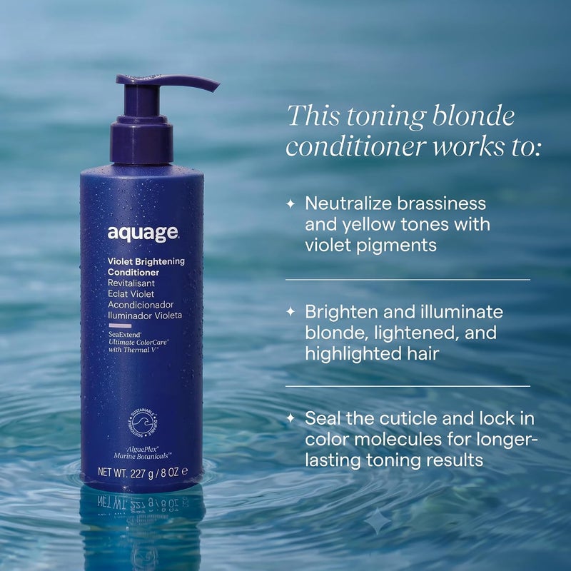 AQUAGE Violet Brightening Conditioner Boosts Shine to Brighten Blonde Nourishes Hair 8 oz - Image 3