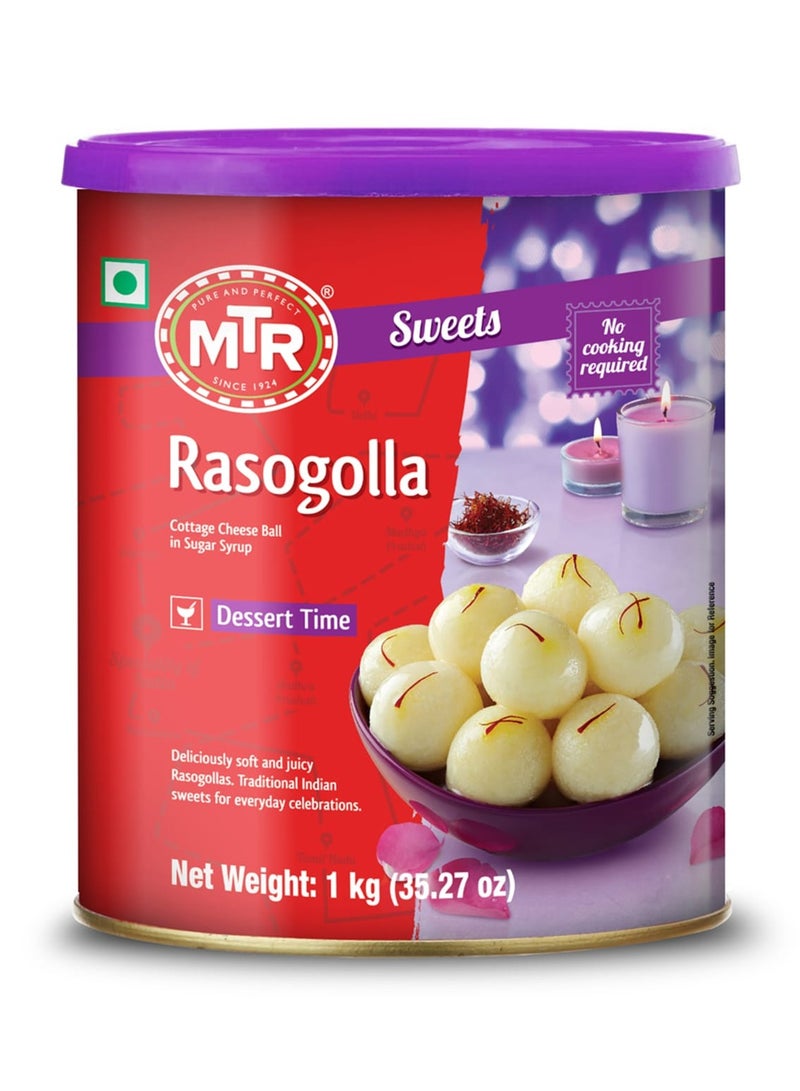 MTR Rasogolla Tin - 1 Kg - Image 1