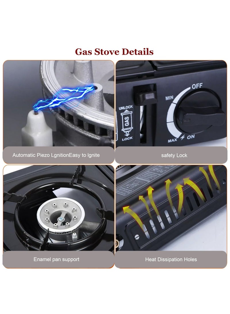 HOT GRILL BBQ Times Foldable Camping Stove Burner Mini Portable Heater For Outdoor Lotus Shape Cooking Tool for Mountaineering, Travel, Picnic & Outdoor Party-BLACK - Image 4