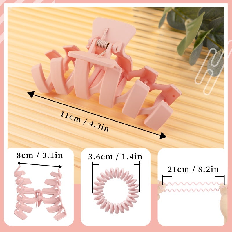 Maykawe Matte Hair Clips 4Pcs Assorted Colors Light Green Light Blue Light Khaki Dark Pink - 4Pcs Scrunchies Green Blue Cream Coffee Pink for Daily Hairstyling - Image 2