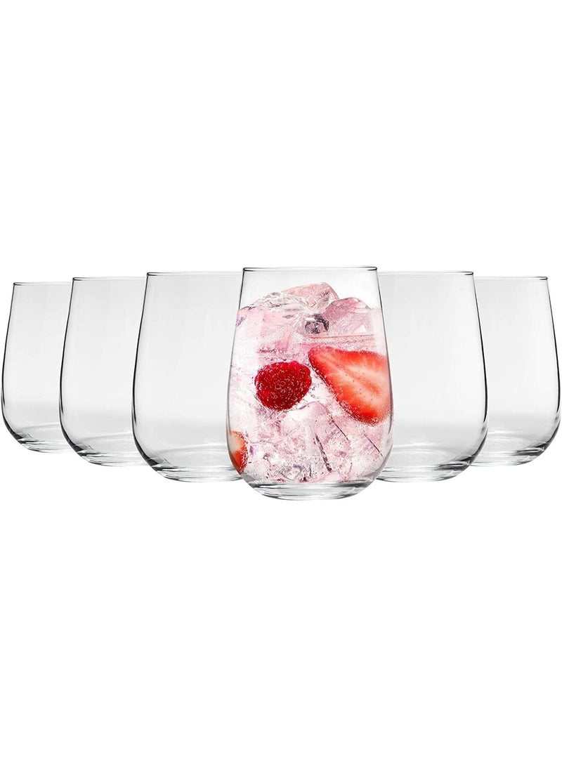 DubaiCrystal Premium Tumbler Glass Balloon shaped Drinking Glas Set of 6 (590ml) - Image 1