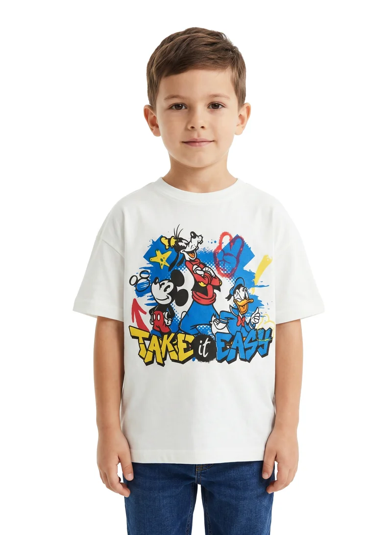 Disney  Disney Toddler Boys Graphic T-Shirt Pack of 2 | Mickey Mouse, Donald Duck & Goofy Character Print Tees | Soft Cotton Short Sleeve Casual T-Shirts for Toddlers for Men | Best Price UAE