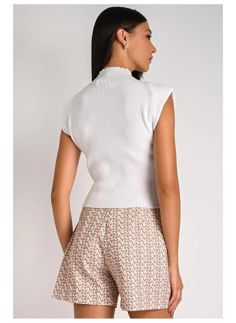 Carmen Steffens  White Shoulder Pad Knit Blouse for Women | Best Price UAE