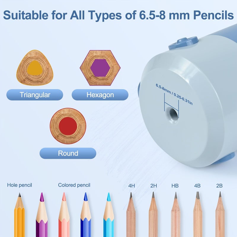Pink Fully Automatic Pencil Sharpener With Auto Feeding And Retracting For 6-8Mm Pencils And Built-In 2000Mah Rechargeable Battery - Image 5