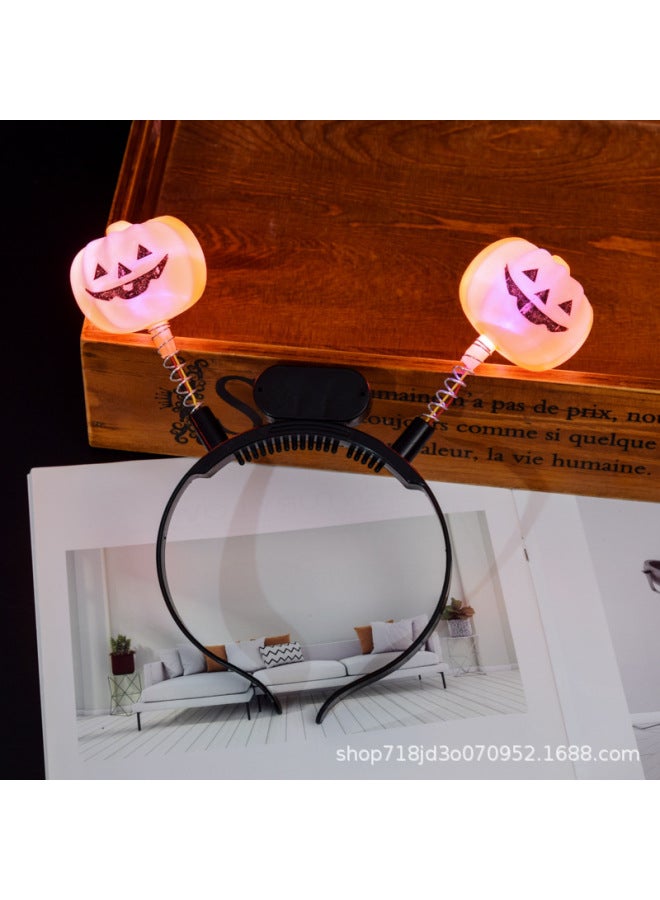 Cross-border Halloween Party Luminous Pumpkin Lantern Hoop Ghost Festival Stage Performance Supplies Skull Head Hoop Hair Hoop Props 